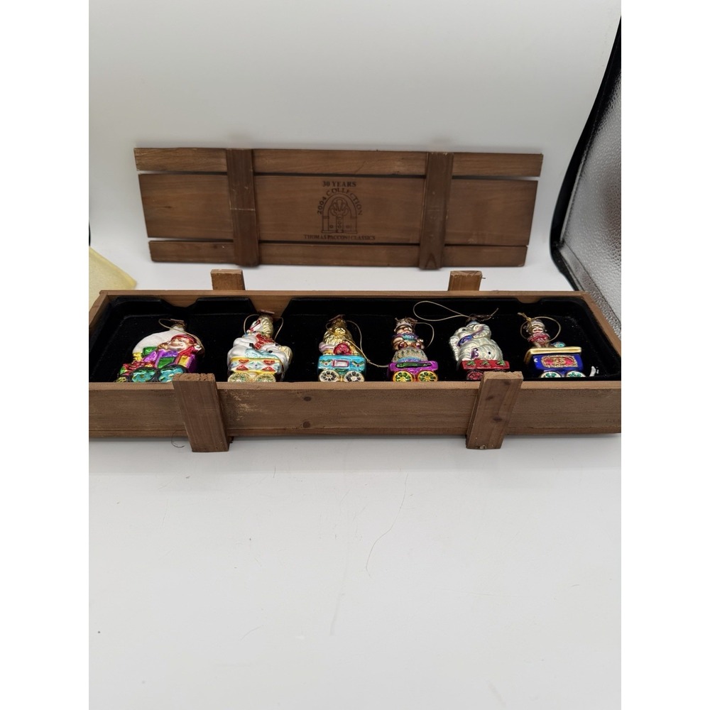 🎪🚂 Thomas Pacconi Classics 2004 Glass Ornaments – Circus Train Set of 6 w/Box